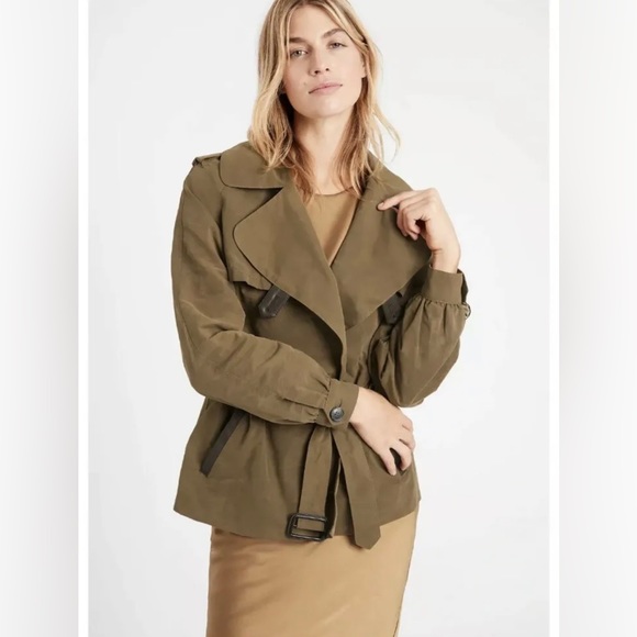 BANANA REPUBLIC HERITAGE SHIRRED EQUESTRIAN JACKET WATERBUCK BROWN - Picture 4 of 4